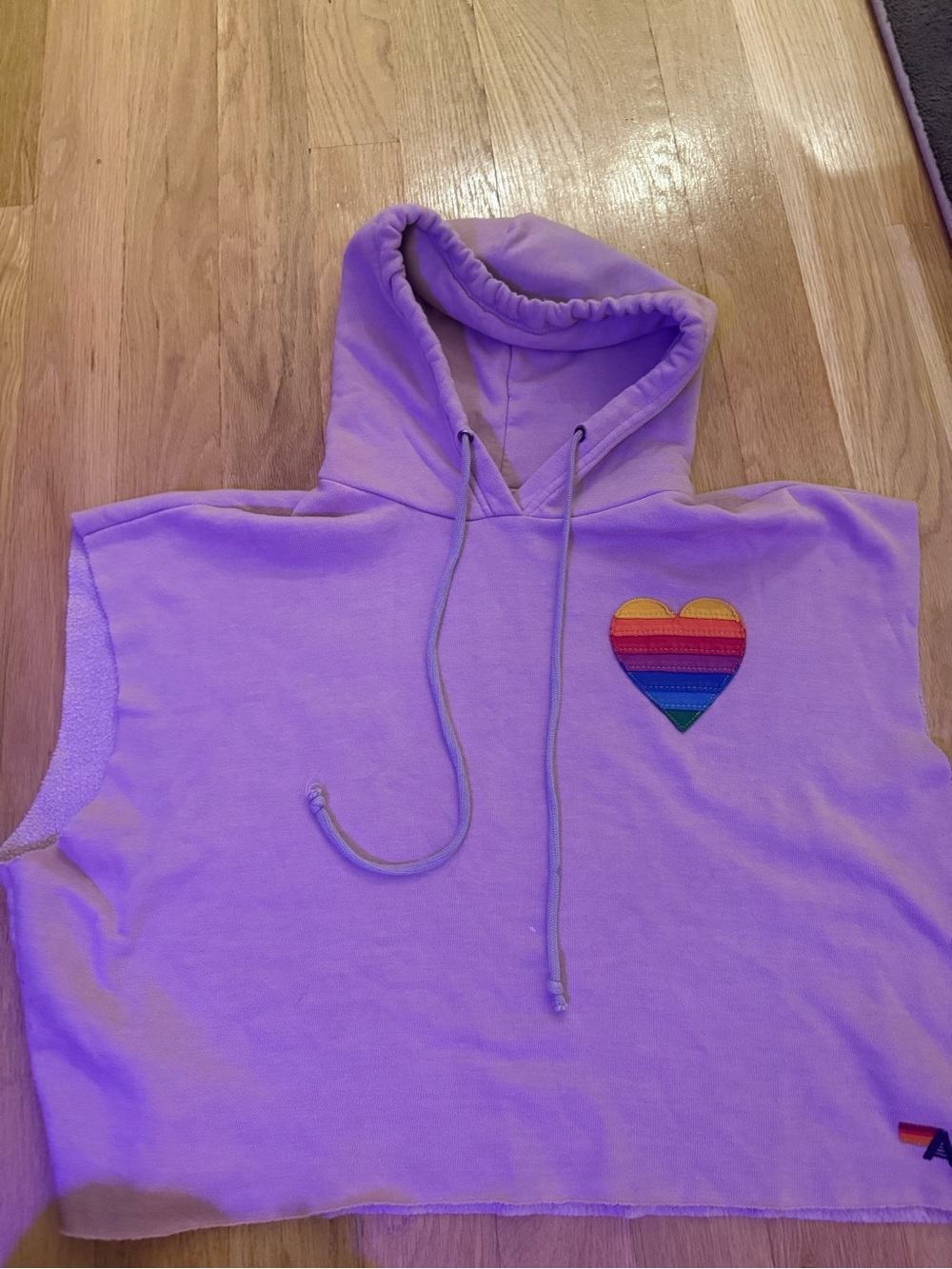 Purple aviator nation Sleeveless hoodie/ pool coverup with Rainbow Heart